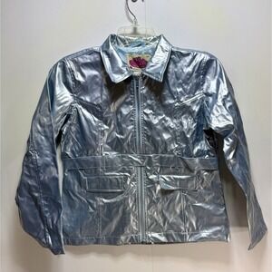 Highway Original Style Metallic Silver Belted Jacket‎ Girls XL See Notes